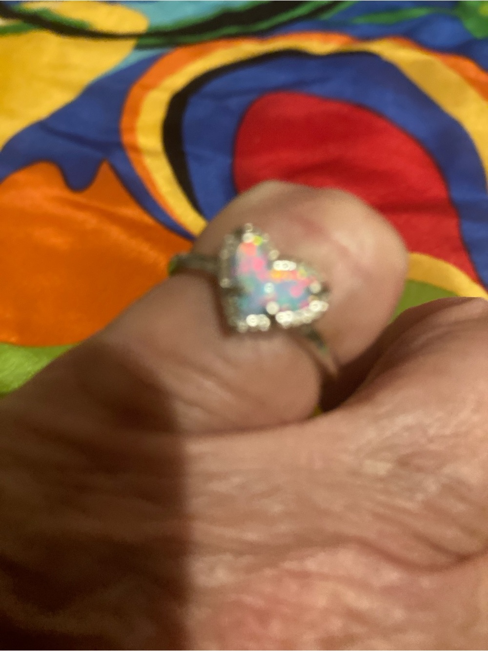 Kendra Scott Iridescent Pink Heart Ring with Silver Tone